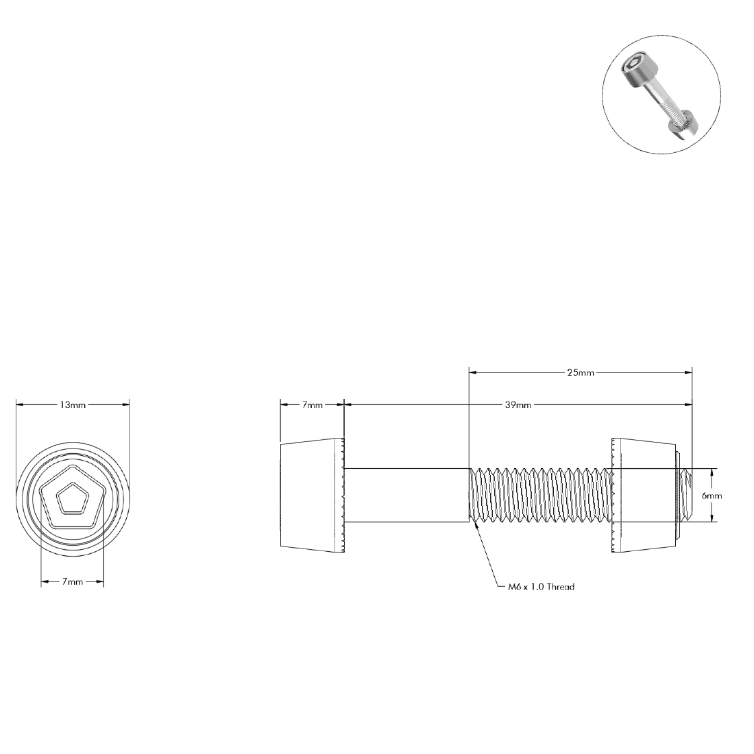 40mm Penta Pin Seatpost Binder - Bicycle Bolts